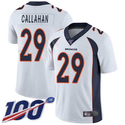 Men Denver Broncos #29 Bryce Callahan White Vapor Untouchable Limited Player 100th Season Football NFL Jersey